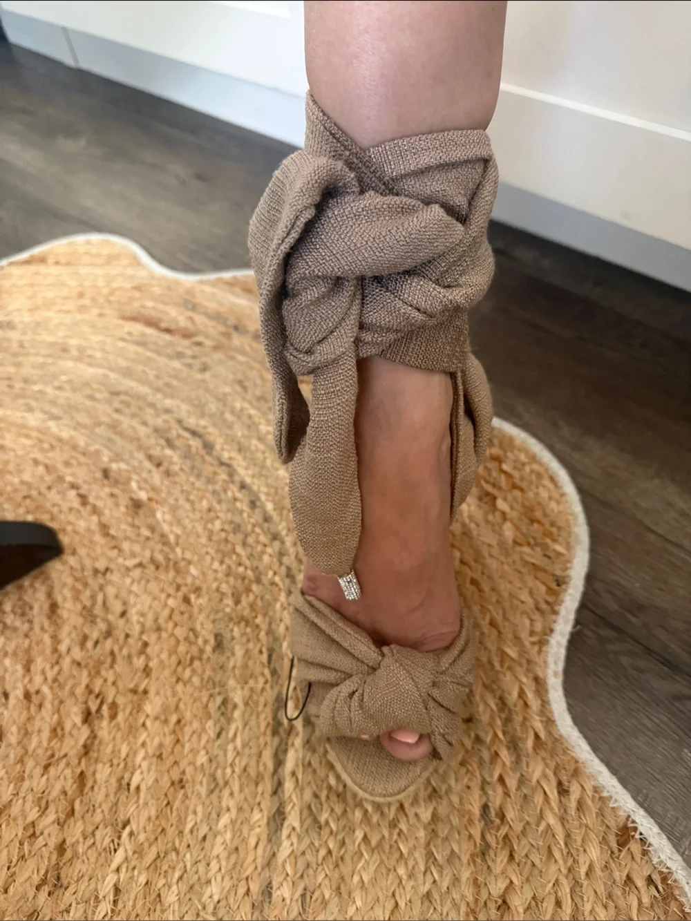 Alexandre Vauthier Taupe Knot Wrap-Heel Sandals